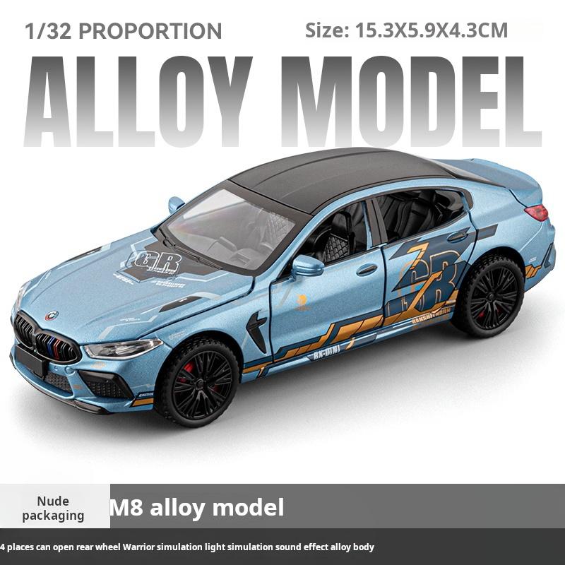 

1:32 BMW M8 Exquisite Alloy Sport Car Model Simulation Racing Toy Super Car Collectible Decoration Light & Sound Gifts синій