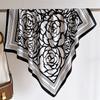Luxury Brand New Women's Flower Printed 90cm Twill Scarves Large Square Silk Scarf Sunscreen Shawl Headscarf