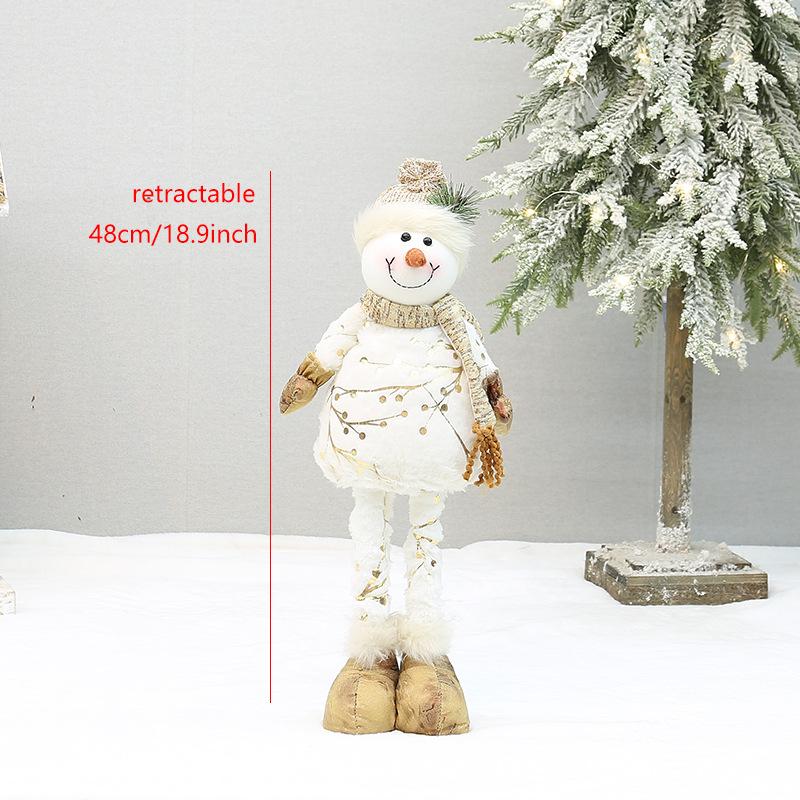 Extendable Fabric Snowman Figure with Gold Stamped Hat Christmas Tabletop and Floor Display Ornament