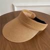 Summer Sun Hat, Large Brim Straw Hat, Hollow Top Foldable Sun Protection Hat for Vacation Daily Wear