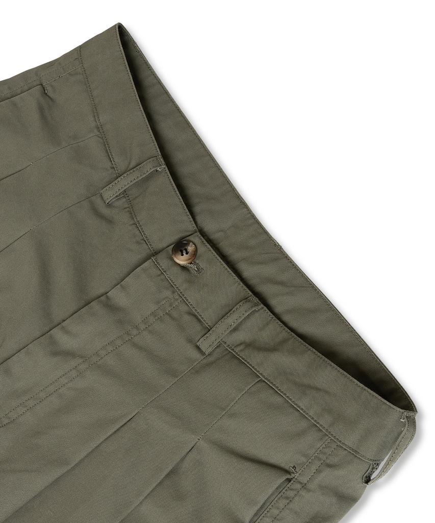 MUDSALT Double-Tuck Wide Bermuda Pants Olive