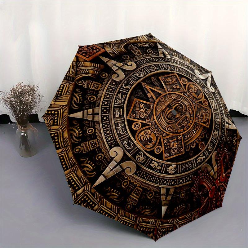 Mayan Calendar Wall Art Decorative PanelUmbrella, Portable 3-Fold Umbrella for Men & Women,Christmas Gift ES249
