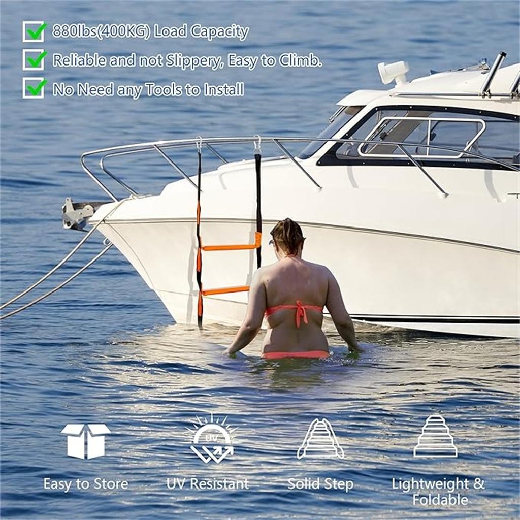 Verstärkte Strickleiter – Kletterleiter für s, Kajaks, Schlauchboote, Motoren, Holz-Zubehör