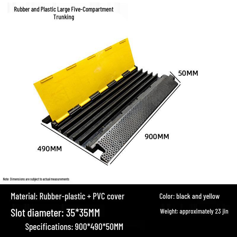 PVC Cable Trunking Board - Indoor/Outdoor Floor Duct Cover & Wire Protection Channel with Rubber Speed Bump