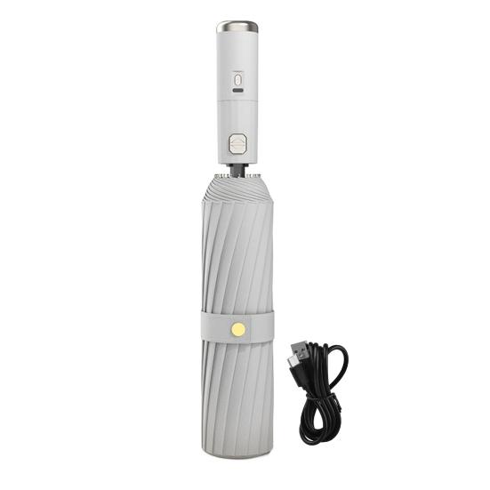 Skládací deštník s ventilátorem, 3 rychlosti, nastavitelný, dobíjecí přes USB, deštník s UV ochranou, přenosný, vodotěsný, větruodolný, letní venkovní sluneční/dešťový deštník