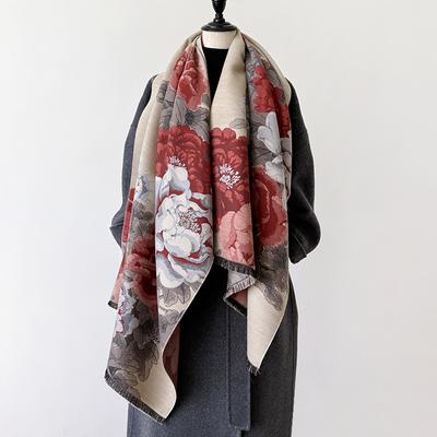 2024 Dernier Design Hiver Écharpes Jacquard Cachemire Double Face Haute Qualité pour Femmes Étole Épaisse Foulard Pashmina en Laine pour Dames