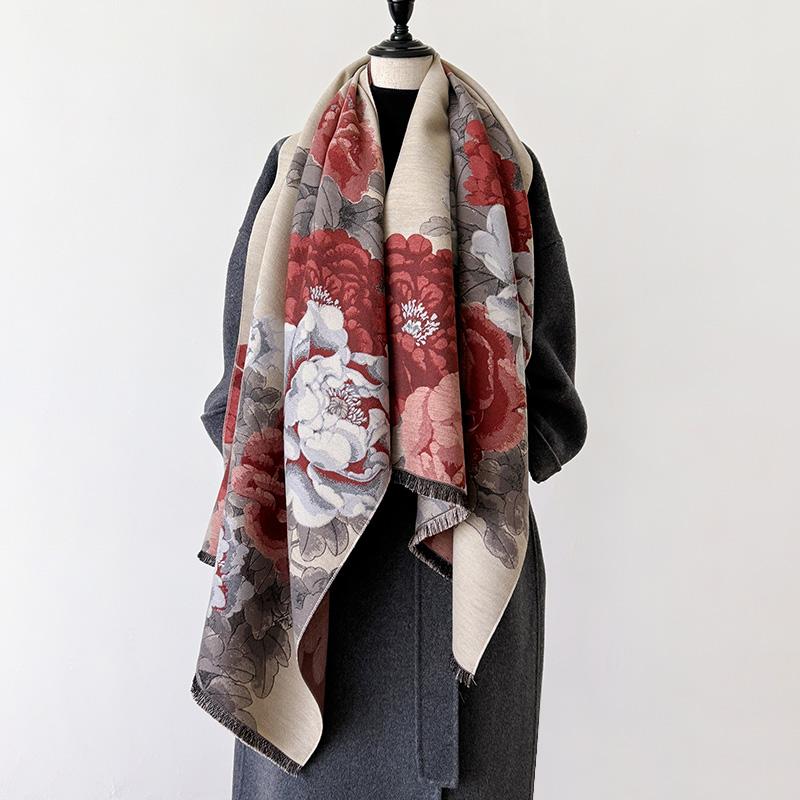 2024 Latest Design Winter Two-Sided Jacquard Cashmere Scarves High Quality Women Thicken Wrap Shawl Ladies Wool Pashmina Scarf