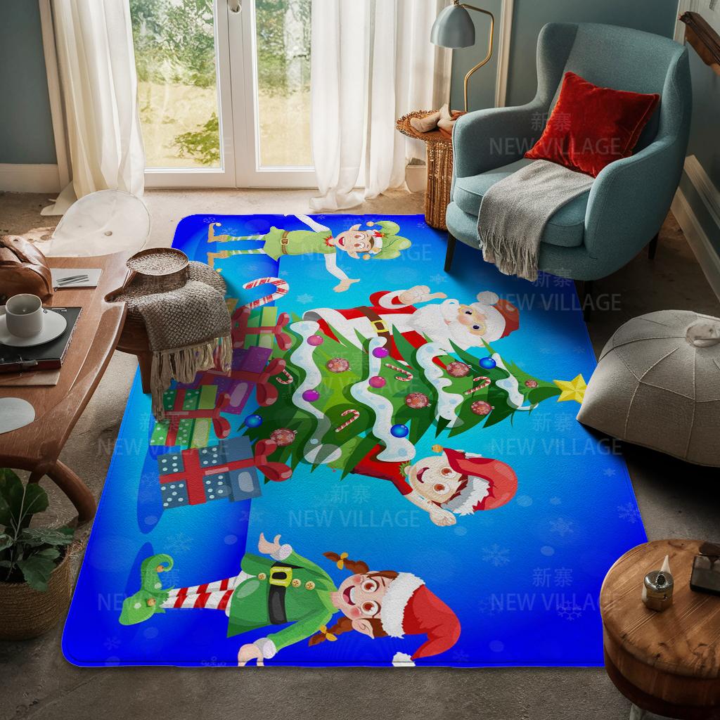 House Entrance Carpet Home Door Mat Living Room Bath Foot Bathroom Non-slip Water Absorption Rugs Bath Merry Christmas Winter