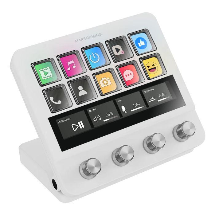 Streaming device - mars gaming - msd-pro - capacitive touchscreen - 10 LCD keys - white color