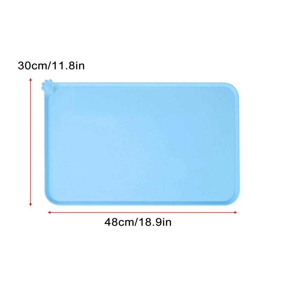 18.9X11.8in Non-Slip Silicone Pet Feeding Mat Waterproof Dog Bowl Placemat Quick-Dry Cat Food Tray Mat Small Animal Accessories