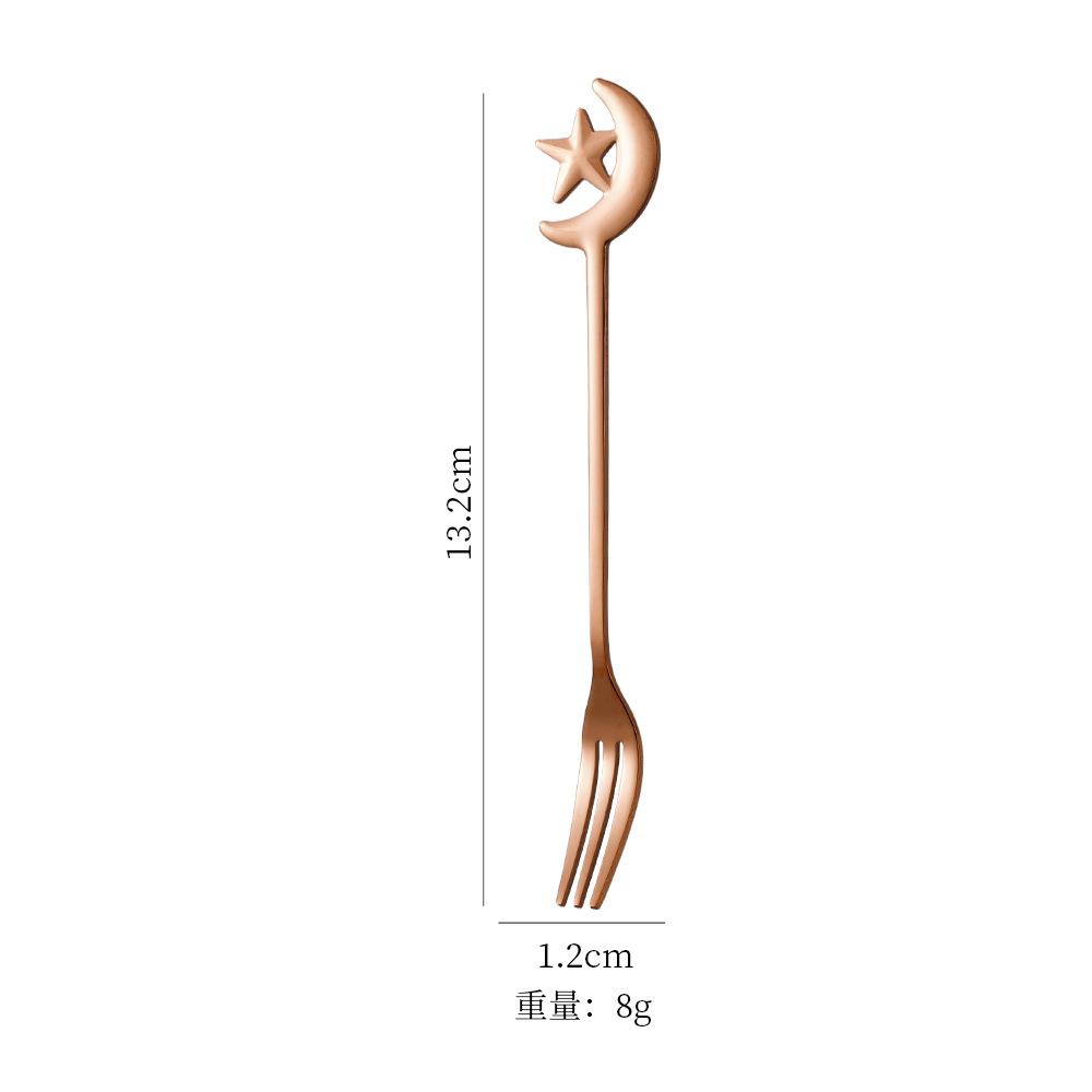 Star Moon Spoon Fork Stainless Steel Small Spoon Fashion Aternoon Tea Tableware Fruit Dessert Forks Coffee Tea Mixing Spoons