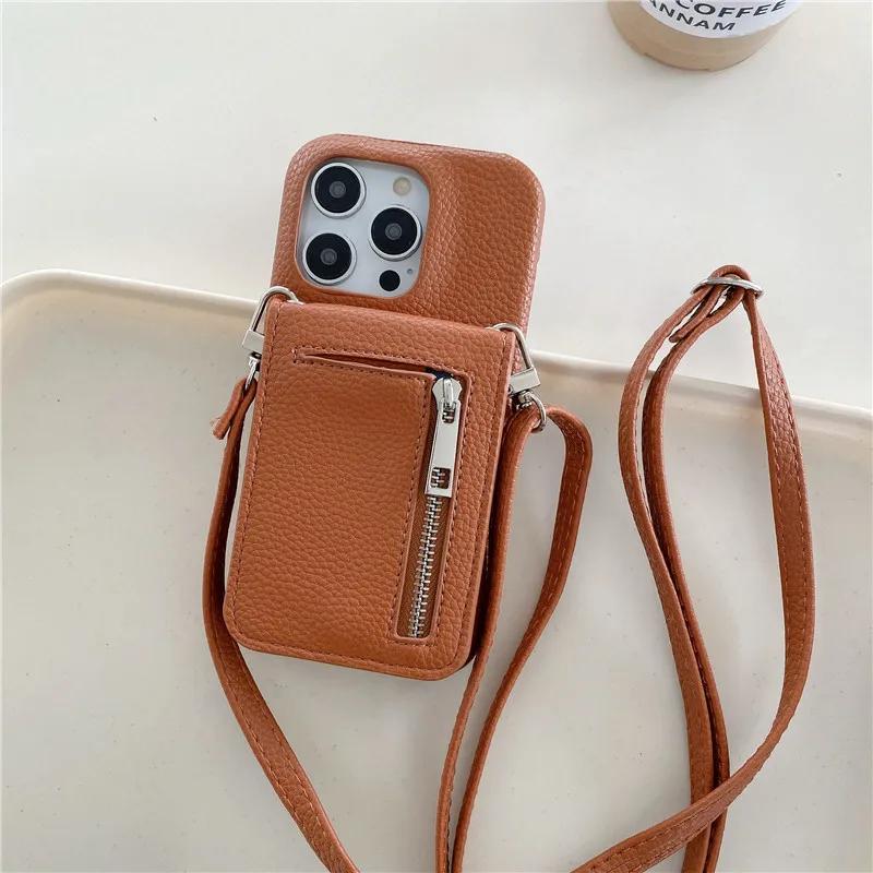 Crossbody Lanyard Phone Case for IPhone 13 12 Mini 15 14 11 Pro Max XS XR 8 7 Plus Wallet with Card Holder Leather Cover