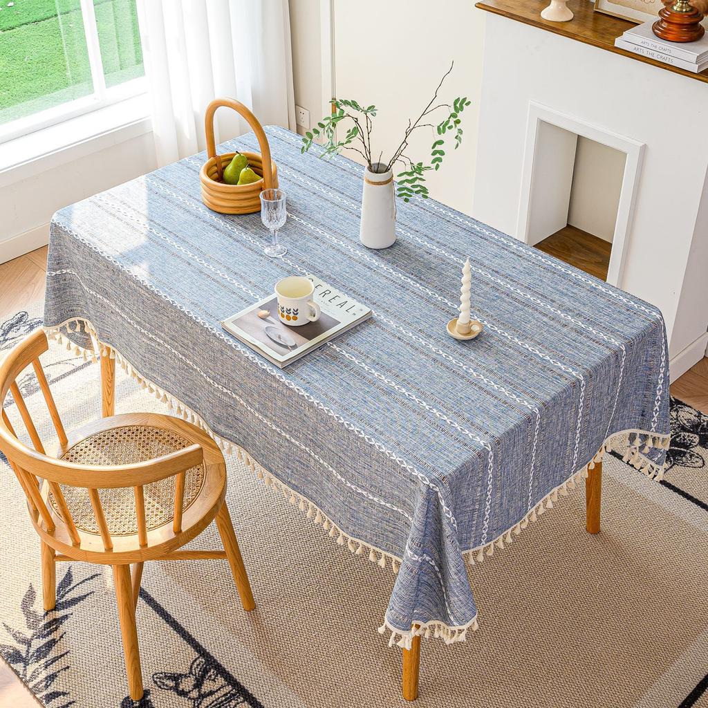 Hohles Kreuz Quaste Einfarbig Esszimmertisch Stoff Tischset Einfarbig Gestreifte Stoffdecke Tischdekoration Tisch
