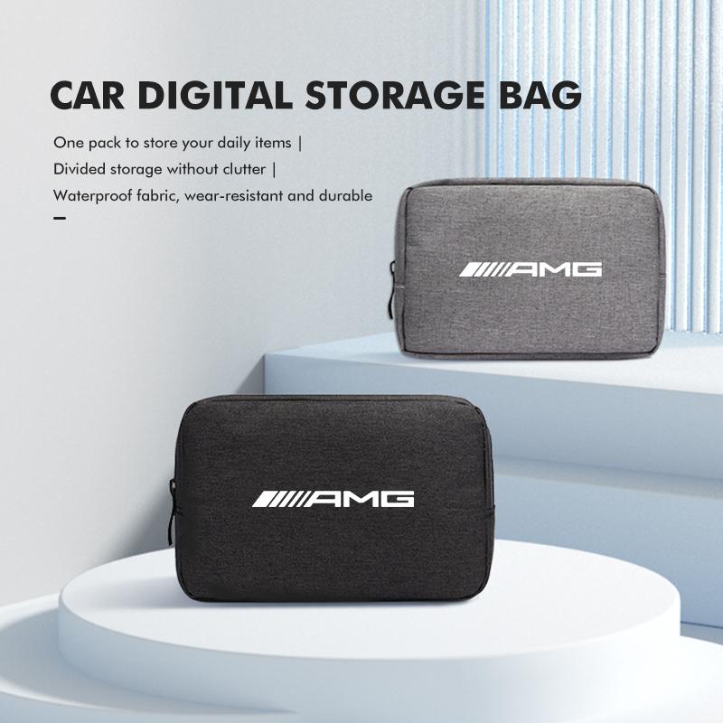 CSF1   Car Digital Storage Bag USB Data Cable Organizer Digital Case For Mercedes Benz AMG A B C E S G Class W201 W210 W108 W205 W203