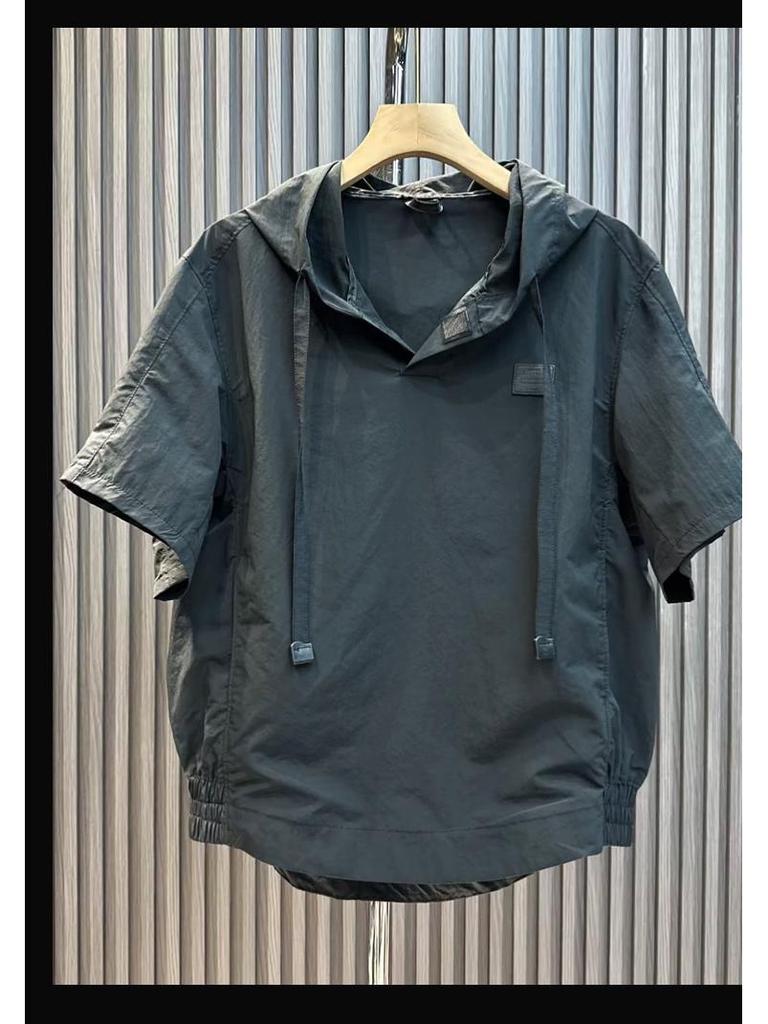 Men's Summer Casual Solid Color Two-Piece Sportswear Set - Hooded Pullover & Shorts