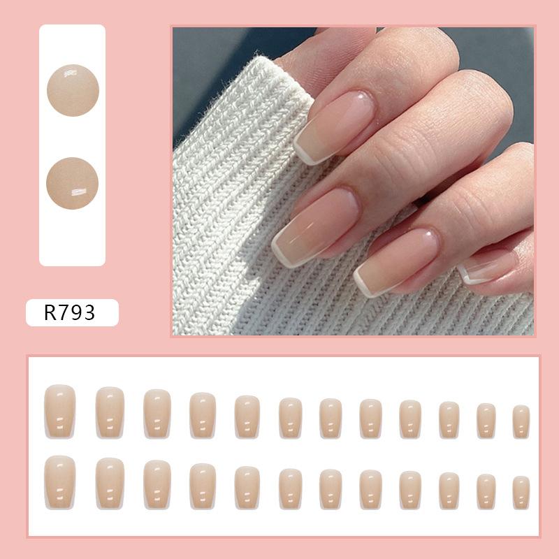

Chinese European square simple and gentle white French fake nails autumn new products wear nail nails