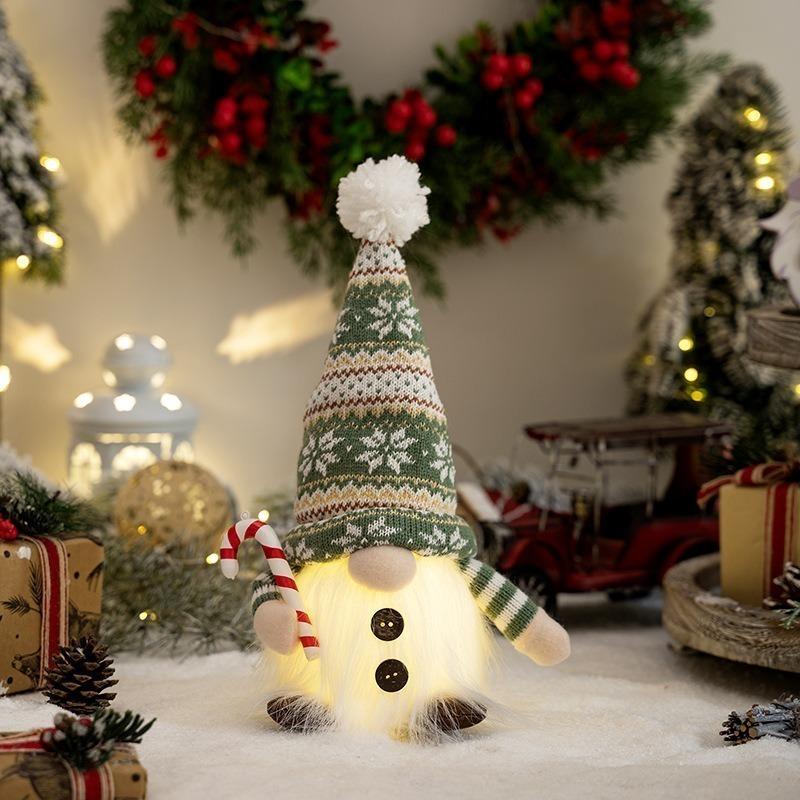 2024 Gnome Christmas Decorations 30cm Light Up Christmas Gnomes Plush Doll Ornaments Knited Elf Dwarf Gift Home Table Decor