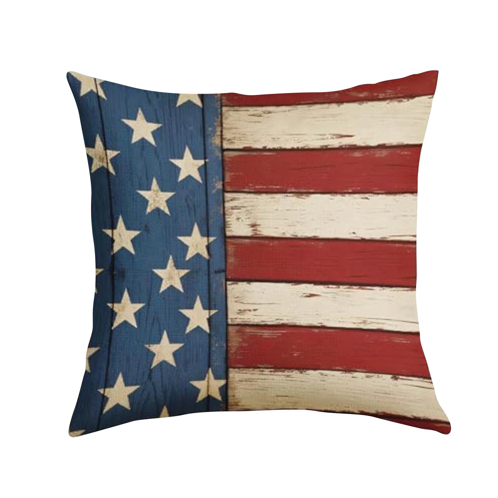

Square Decorative Throw Pillow Cover with Star Print and Let Freedom Ring Text Suitable for Sofa Bed Couch Living Room Office One Size