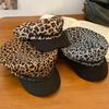 Vintage millennial hot girl Y2K leopard print octagonal beret women's summer versatile big head circumference small face small h