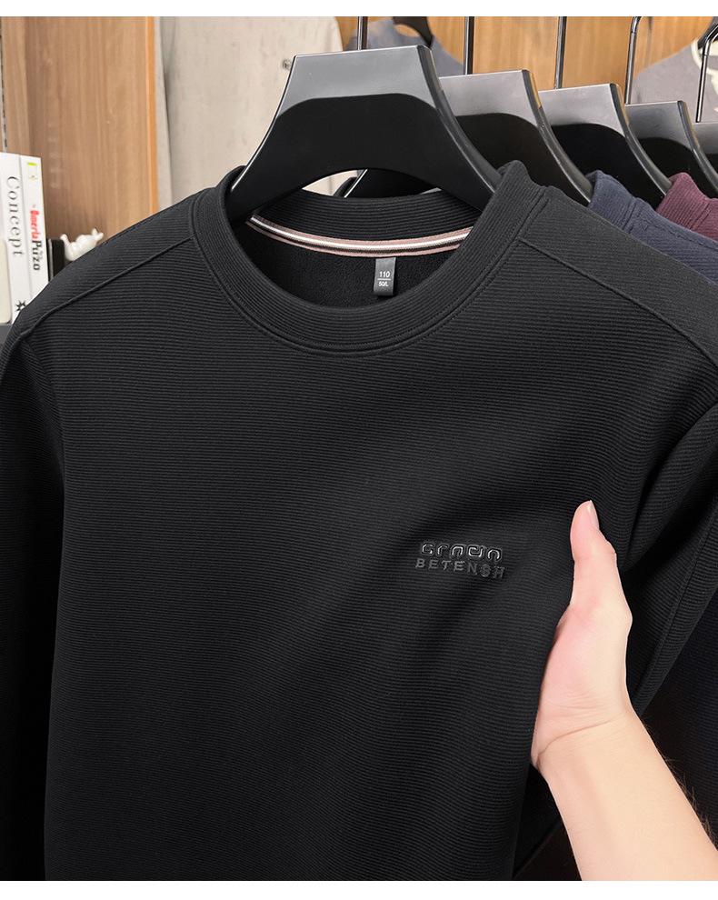 Herren Samtgefüttertes Winter-Sweatshirt - Warm, Langarm, Vielseitig, Einfarbiger Oberteil