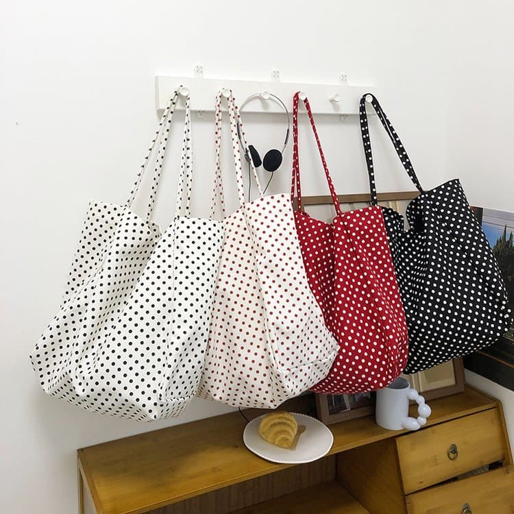 Gepunktete lässige Canvas-Tragetasche Damen Schulter-Achseltasche