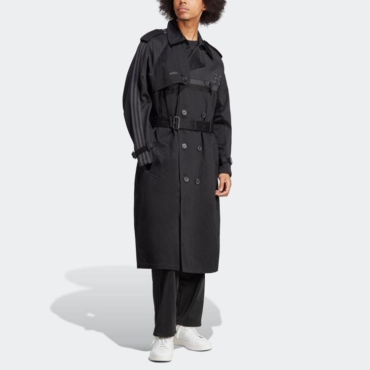 Adidas Originals Blå Versjon 83-C Dobbelspent Belte Lang Frakk Menn Yttertøy Svart IA2465