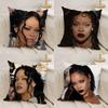 Popular Singer R_Rihannas Pillow Case Home Dorm Chair Back Short Plush Double-Sided Printing Office Nap Time Cushion Cover
