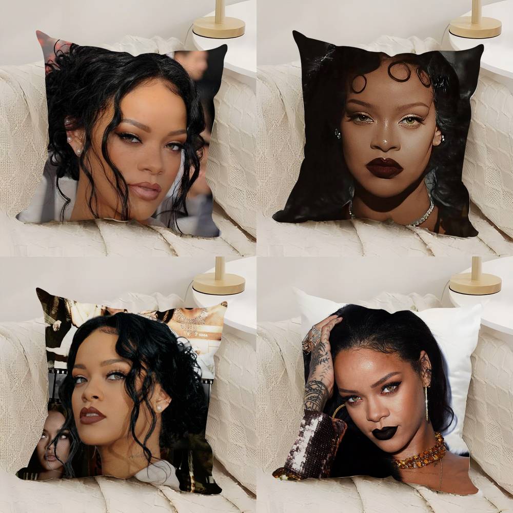 Popular Singer R_Rihannas Pillow Case Home Dorm Chair Back Short Plush Double-Sided Printing Office Nap Time Cushion Cover