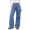 Women's Casual High-waist Light-washed Loose Wide-leg Straight Jeans