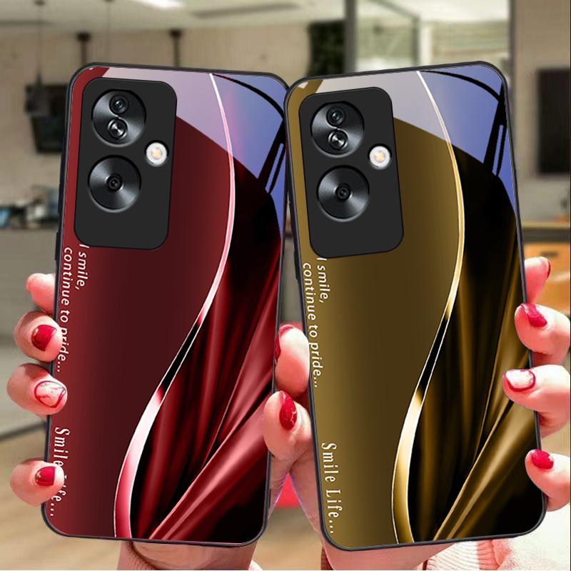 New Soft Brown Red For Oppo A79 5G 58 78 74 60 4G Reno 11F Realme GT 6 11 Note 50 10 C55 X2 Tempered Glass Black Phone Case