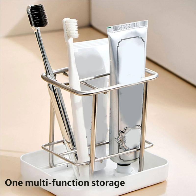 Toothbrush And Toothpaste Stand With Quick Drying Designs For Keeping Bathroom Clean And Tidying