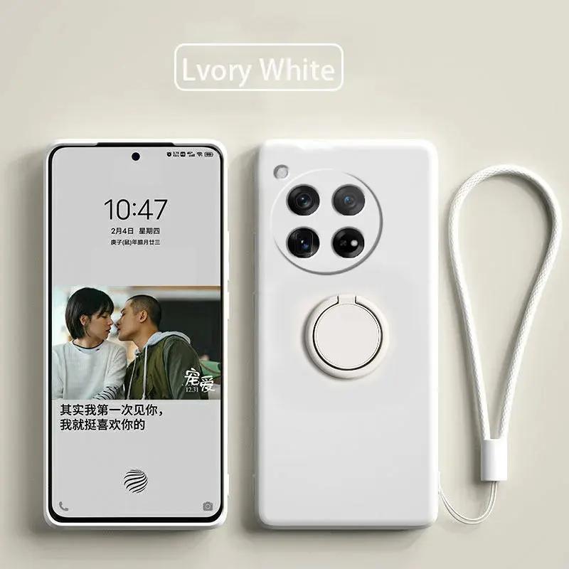 Case for OnePlus 13 12 Cases Liquid Silicone Ring Stand Phone Shell Coque for OnePlus 1+12 13 Cover ShockproofBumper Back Funda