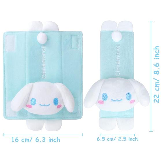 Roffatide Anime Cinnamoroll Car Seatbelt 2 PCS Shoulder Pad Seat Belt Cover Protector Plush Compatible with All Cars