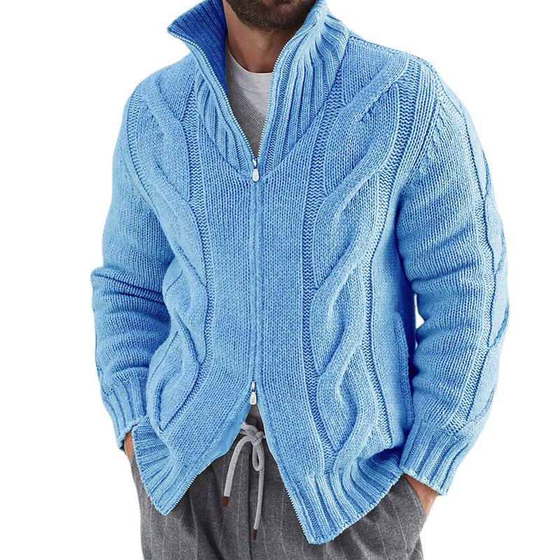 Herren High Neck Zopfmuster Cardigan Herbst/Winter 2025 - Europäischer Stil Reißverschluss Langarm Jacke