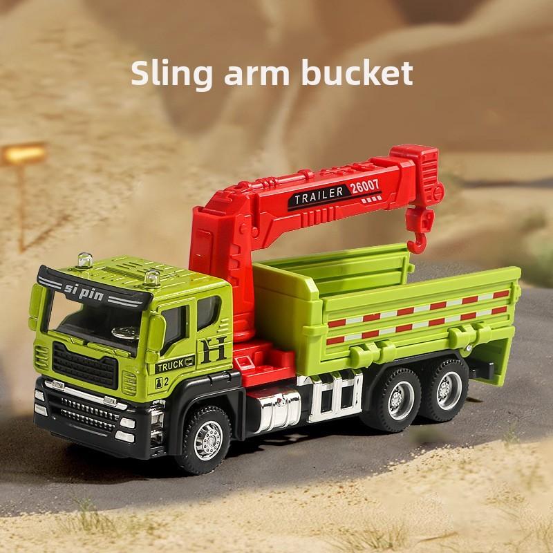 Crane Cement Pump Truck Excavator Vehicle Model Set With Alloy Front For Kids Construction Play Toys
