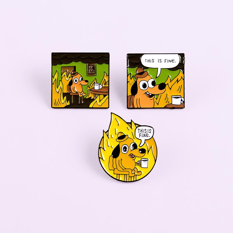 TO JE V POŘÁDKU Smaltované odznaky Vlastní Kreslené Brože se psem Klopový odznak Košile Taška Zábavný Zvířecí Odznak Šperk Dárek Fanoušci Přátelé