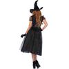 Halloween Black Veil Wicked Witch Costume, Vampire Dark Magic Witch, Uniform Stage Costume