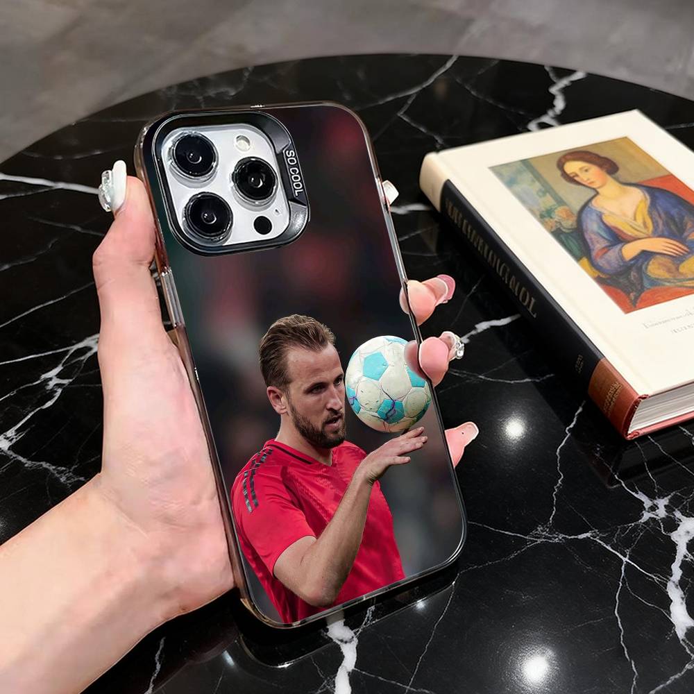H-Harry K-Kane HK Phone Case For iPhone 17,16,15,14,13,12,11 Plus,Pro Max,XS,Colored Silver Plated Inside Cover