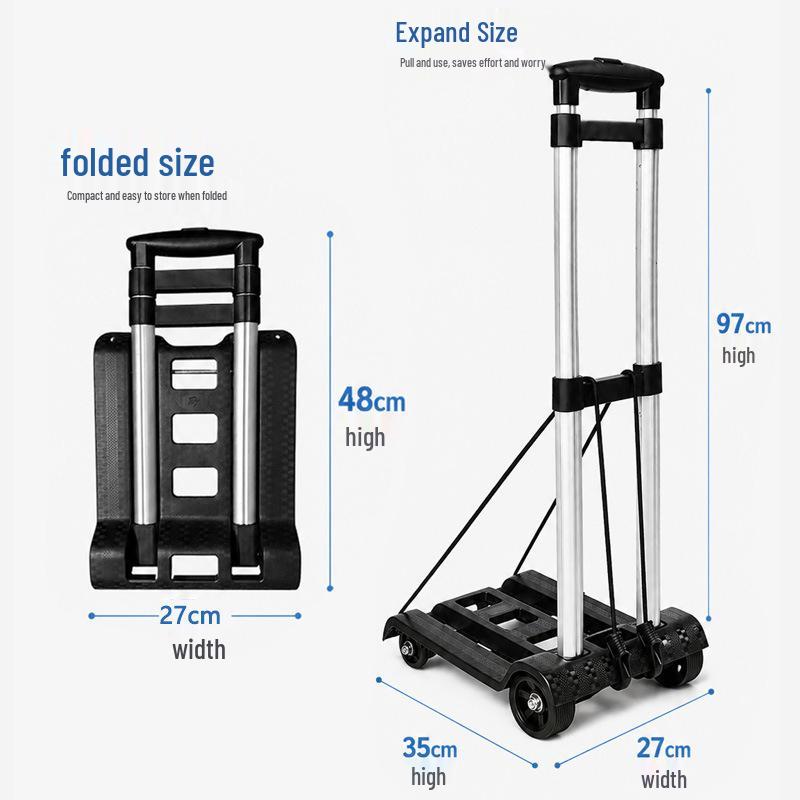 Portable Folding Trolley Cart for Package Pickup and Shopping, In Stock
