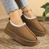 2025 New Women Snow Boots Outdoor Cotton Shoes for Women Without Heel-covered Hair Half Slippers Winter Warm Thick Soles Boots