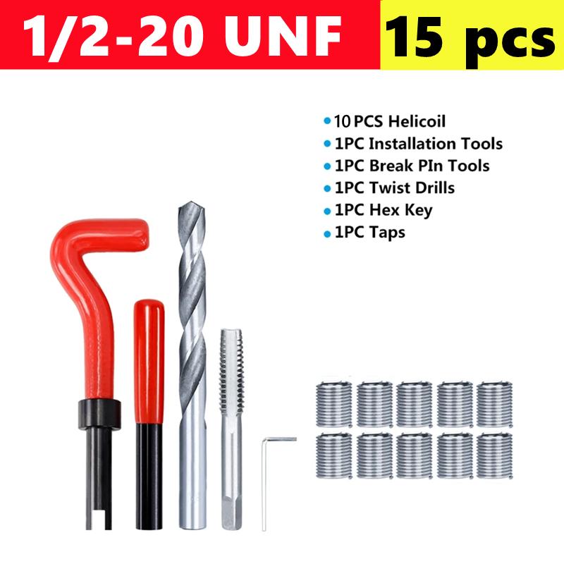 

Набір для відновлення американської різьби UNC UNF 1/4 5/16 3/8 7/16 1/2, для відновлення пошкодженої різьби, гайковий ключ, спіральне свердло, ручний інструмент
