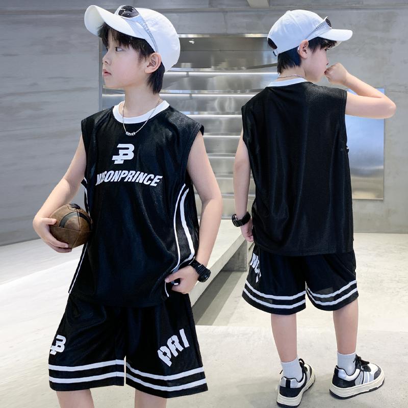 Boys' summer vest set 2026 new sports jerseys for middle-aged and young children's summer boys' quick drying basketball clothes trend