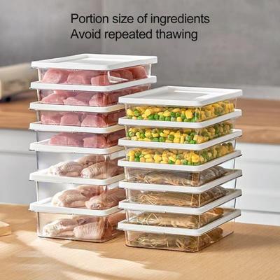 Food Preservation Box Stackable Freezer Fridge Organizer with Lid Anti-Frost Reusable Food Containers for Meal Prep Week Herb Storage