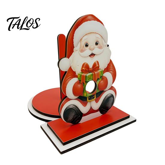 Wooden Kitchen Roll Dispenser Christmas Paper Towel Holder, Decorative Vertical Dispenser, Holder Stable Weighted Base Organizer for Holiday