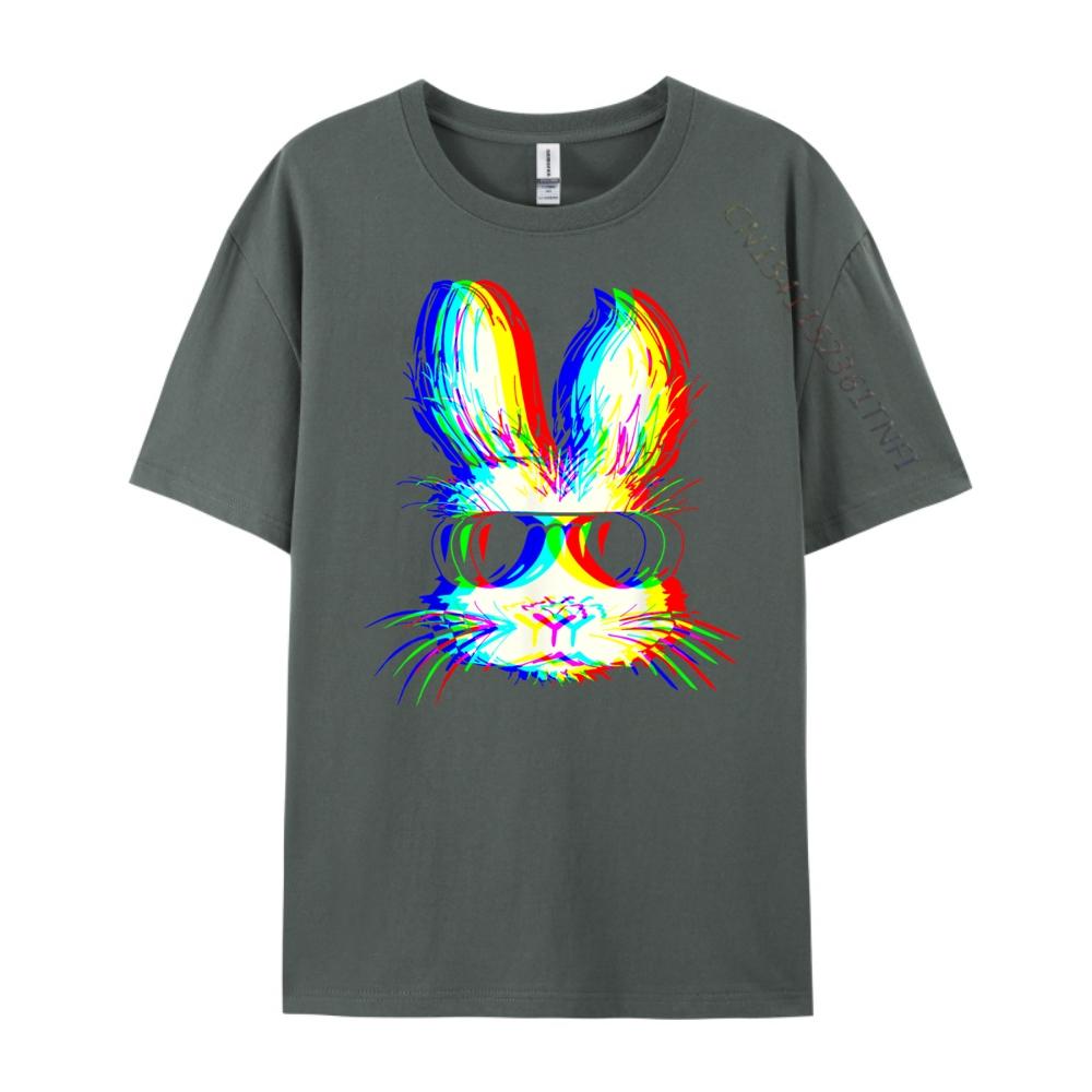Bunny Trippy Vaporwave Easter Techno Rave Edm Music Party Oversized T Shirt Mens Designer Clothes Loose