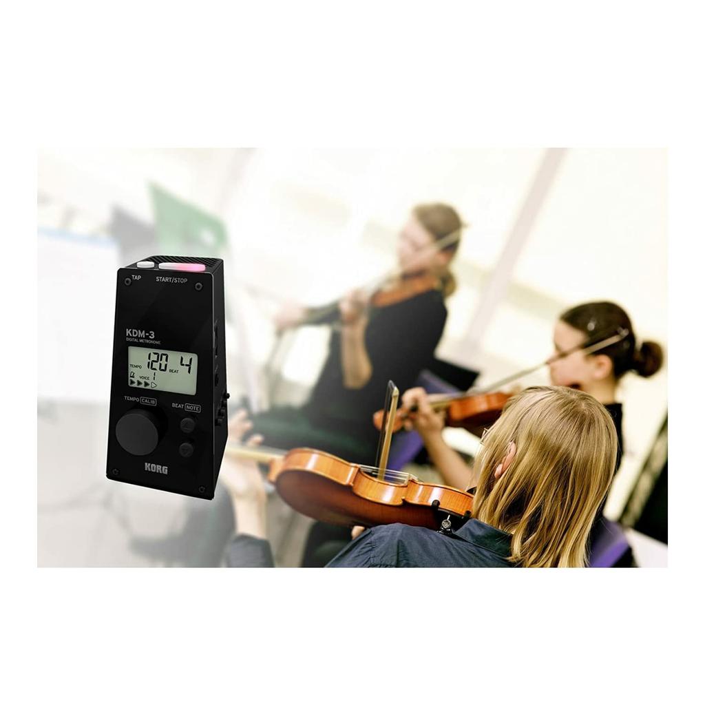 KORG Metronome KDM-3 BK Black, Ideal for Individual Practice, Part Practice, and Ensemble Practice, Loud Volume, 120 Hours of Continuous Operation,