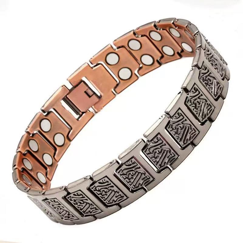 Antique Copper Magnetic Bracelet: Retro Fashion Three-Row Adjustable Couple Bangle
