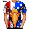 Summer Round Neck American Flag Eagle Pattern 3D Print Top Fashionable Casual Short Sleeved Men's T-shirts
