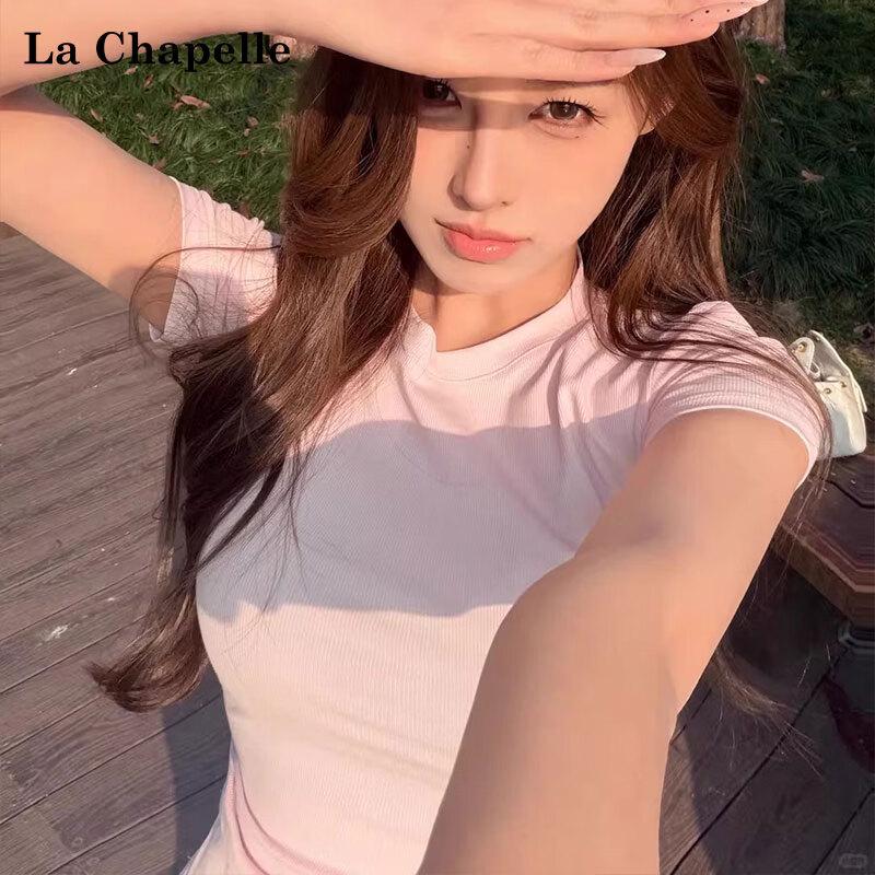 La Chapelle Women's Lyocell Blend Slim Fit Short Sleeve T-shirt