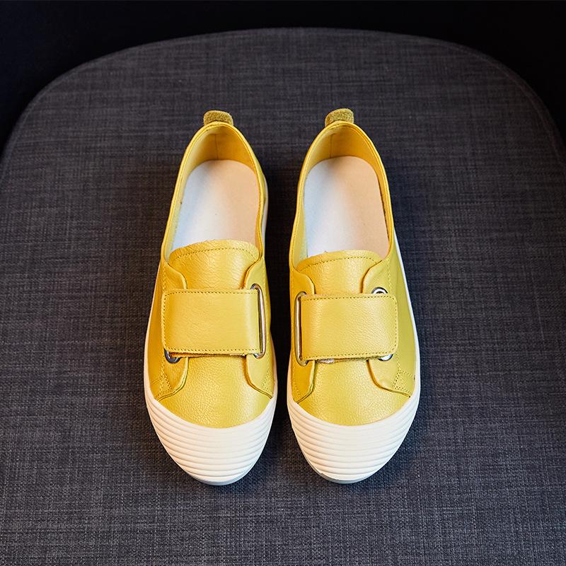 Low-top cowhide single shoes women's breathable spring and autumn new lace-up letters flat-bottomed shell head fashion casual shoes student shoes